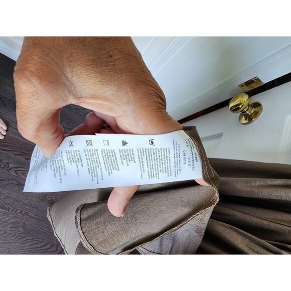 Joseph Ribkoff Light Brown Taffeta style button front sleeveless dress Size 12 - Picture 6 of 7